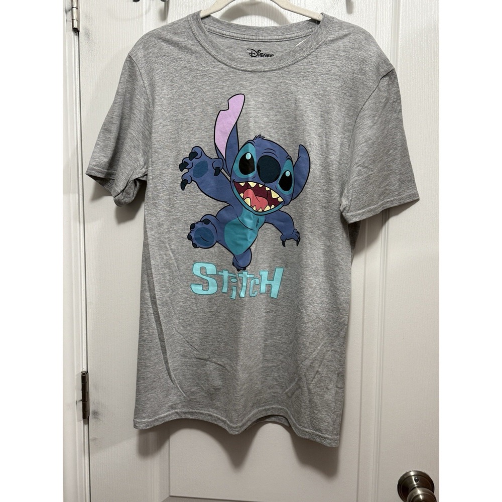 Disney Shirt Mens M Gray Stitch Big Face Graphic Tee Lilo & Stitch Vacation NWT